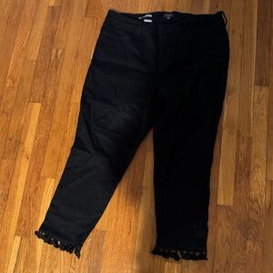 NYDJ Black Fringed Ankle Jeans